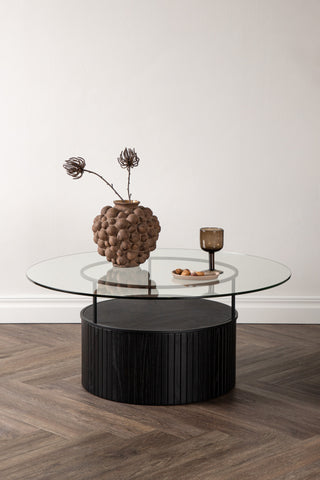Furniture Fashion Bovall Soffbord - Svart / Klart glas ⌀90