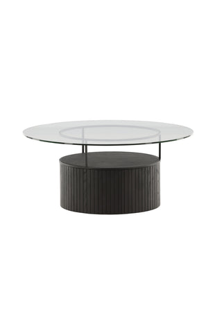 Furniture Fashion Bovall Soffbord - Svart / Klart glas ⌀90