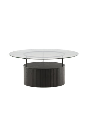 Furniture Fashion Bovall Soffbord - Svart / Klart glas ⌀90