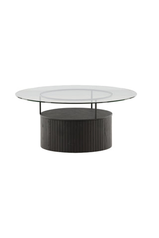 Furniture Fashion Bovall Soffbord - Svart / Klart glas ⌀90
