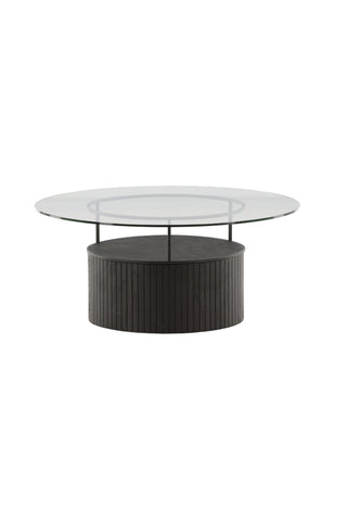 Furniture Fashion Bovall Soffbord - Svart / Klart glas ⌀90