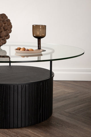 Furniture Fashion Bovall Soffbord - Svart / Klart glas ⌀90