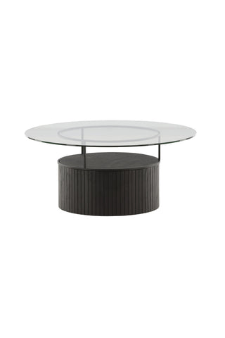 Furniture Fashion Bovall Soffbord - Svart / Klart glas ⌀90