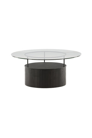 Furniture Fashion Bovall Soffbord - Svart / Klart glas ⌀90