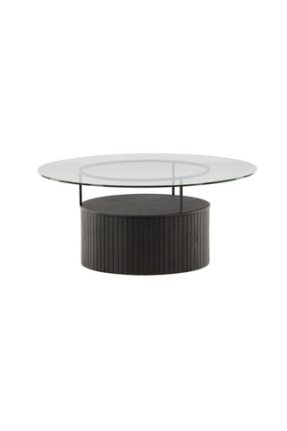 Furniture Fashion Bovall Soffbord - Svart / Klart glas ⌀90