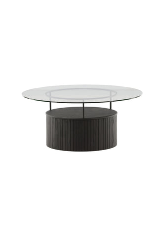 Furniture Fashion Bovall Soffbord - Svart / Klart glas ⌀90