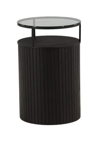 Furniture Fashion Bovall Soffbord - Svart / Klart glas ⌀90