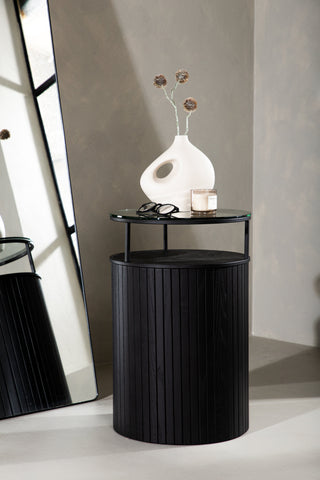 Furniture Fashion Bovall Sidobord - Svart / Klart glas ⌀37