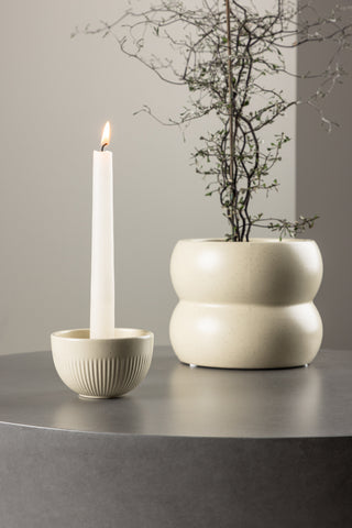 Venture Home Posh Ljusstake - Beige/Svarta Prickar - B9*H6cm