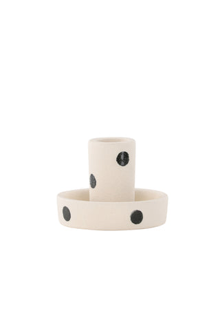 Venture Home Ceco Ljusstake - Vita/Svarta Prickar - B11*H6cm