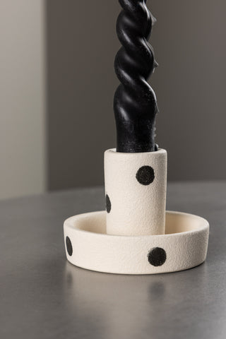 Venture Home Ceco Ljusstake - Vita/Svarta Prickar - B11*H6cm