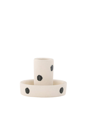 Venture Home Ceco Ljusstake - Vita/Svarta Prickar - B11*H6cm