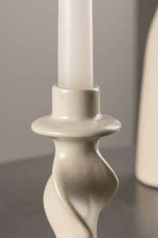 Venture Home Glory Ljusstake - Beige/Svarta Prickar - D2*B6*H12cm