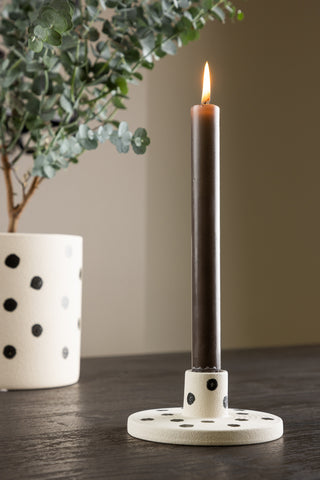 Venture Home Bette Ljusstake - Vita/Svarta Prickar - B12*H5cm
