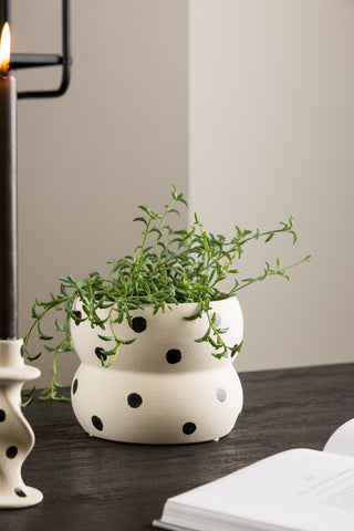 Venture Home Dapne Pot - Vita/Svarta Prickar - 16*16*13cm