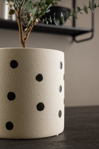 Venture Home Sane Pot - Vita/Svarta Prickar - 18*18*17cm