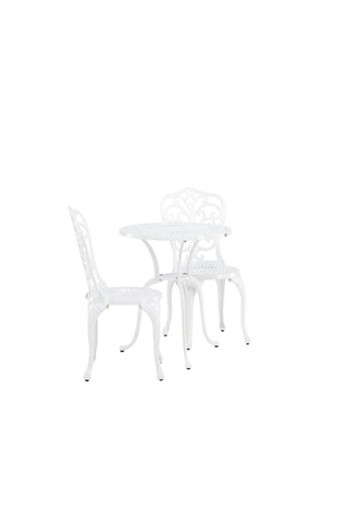 Venture Home Nandin Cafetset Aluminium - vit / 2 stolar + bord ø60