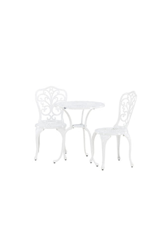 Venture Home Nandin Cafetset Aluminium - vit / 2 stolar + bord ø60