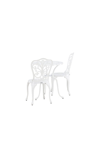 Venture Home Nandin Cafetset Aluminium - vit / 2 stolar + bord ø60