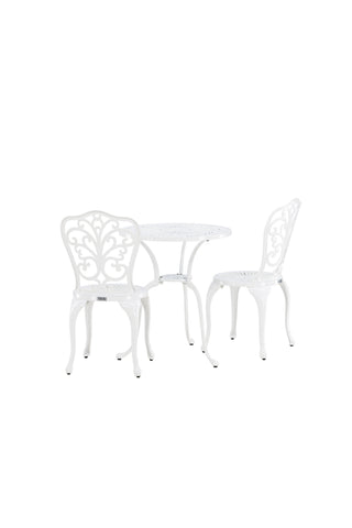 Venture Home Nandin Cafetset Aluminium - vit / 2 stolar + bord ø60