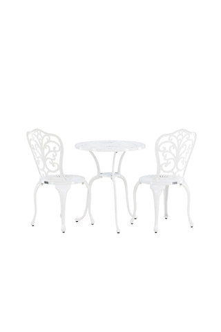 Venture Home Nandin Cafetset Aluminium - vit / 2 stolar + bord ø60