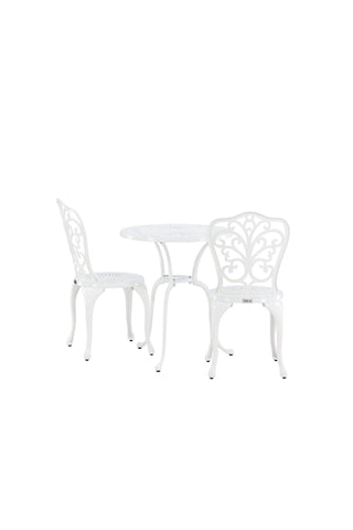 Venture Home Nandin Cafetset Aluminium - vit / 2 stolar + bord ø60