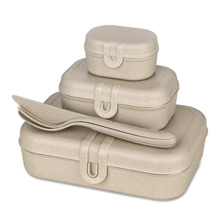 Pascal Ready Set med 3x lunchbox och bestick Beige