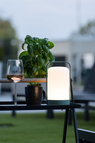 Venture Home Fern Bordslampa ø12*22cm - Mörkgrön/vit /