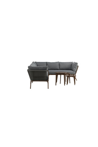 Venture Home Roxo Hörnsoffa - Brun Alu /Grå Wicker / Grå Kudde
