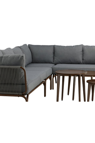 Venture Home Roxo Hörnsoffa - Brun Alu /Grå Wicker / Grå Kudde