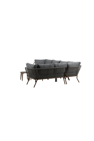Venture Home Roxo Hörnsoffa - Brun Alu /Grå Wicker / Grå Kudde