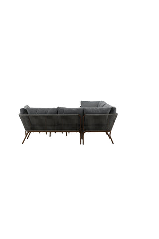 Venture Home Roxo Hörnsoffa - Brun Alu /Grå Wicker / Grå Kudde