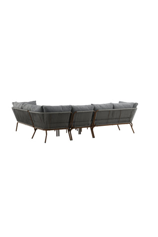 Venture Home Roxo Hörnsoffa - Brun Alu /Grå Wicker / Grå Kudde