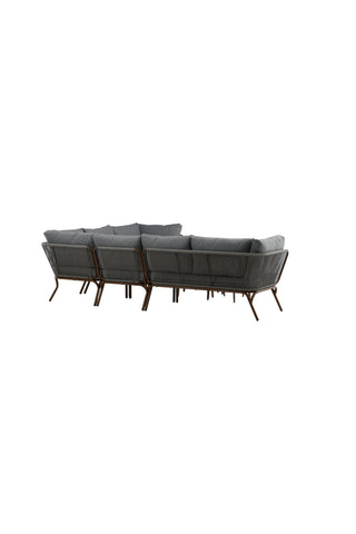Venture Home Roxo Hörnsoffa - Brun Alu /Grå Wicker / Grå Kudde