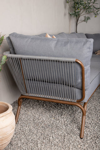 Venture Home Roxo Hörnsoffa - Brun Alu /Grå Wicker / Grå Kudde