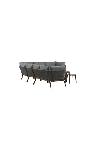 Venture Home Roxo Hörnsoffa - Brun Alu /Grå Wicker / Grå Kudde
