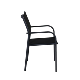 Santorini Armstol (staplingsbar) 2-pack - Svart Alu / Svart Textilene