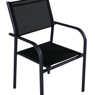 Santorini Armstol (staplingsbar) 2-pack - Svart Alu / Svart Textilene
