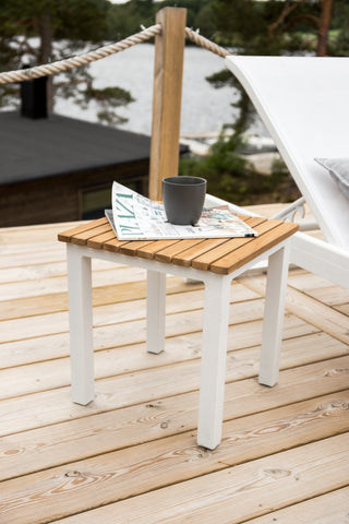 Mexico Sidobord 40*40 - Vit/Teak