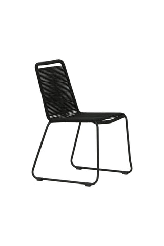 Lindos Stapelstol 2-pack - Svart Alu / Svart rep