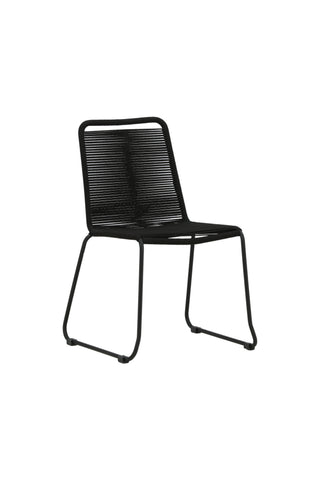 Lindos Stapelstol 2-pack - Svart Alu / Svart rep