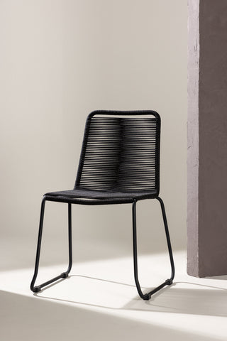 Lindos Stapelstol 2-pack - Svart Alu / Svart rep