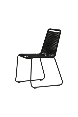 Lindos Stapelstol 2-pack - Svart Alu / Svart rep