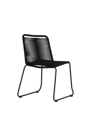 Lindos Stapelstol 2-pack - Svart Alu / Svart rep