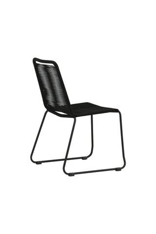 Lindos Stapelstol 2-pack - Svart Alu / Svart rep