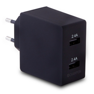Champion Laddare 24W 2-Port Svart