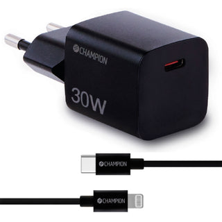 Champion Laddare 30W + USB-C till Lightning Kabel Svart