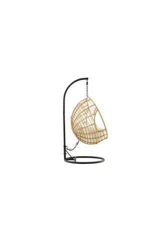 Viga - Hängstol Rund - Svart Ram / Natur Wicker / Offwhite Kudde