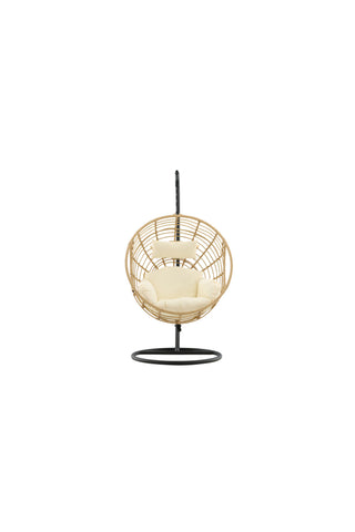 Viga - Hängstol Rund - Svart Ram / Natur Wicker / Offwhite Kudde