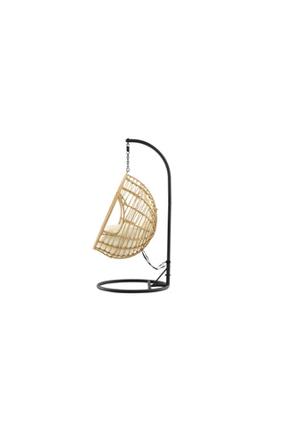 Viga - Hängstol Rund - Svart Ram / Natur Wicker / Offwhite Kudde